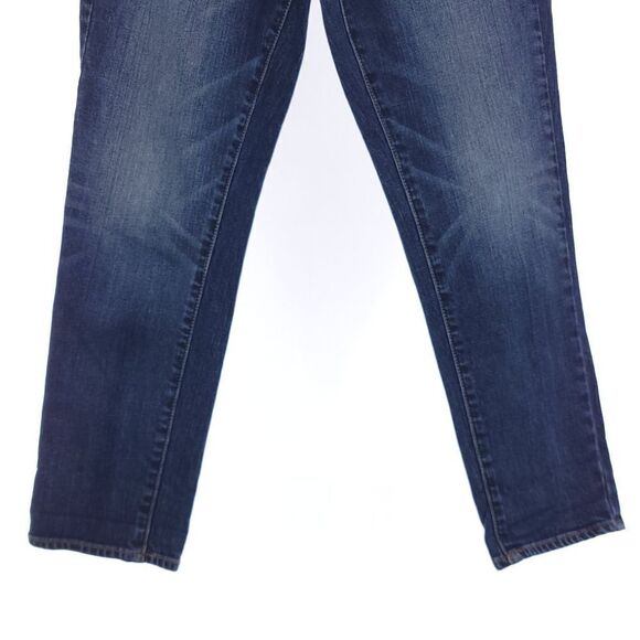 American Eagle Boy Crop Stretch Solid Blue Button Fly Denim Jeans Size 2 - Picture 4 of 8